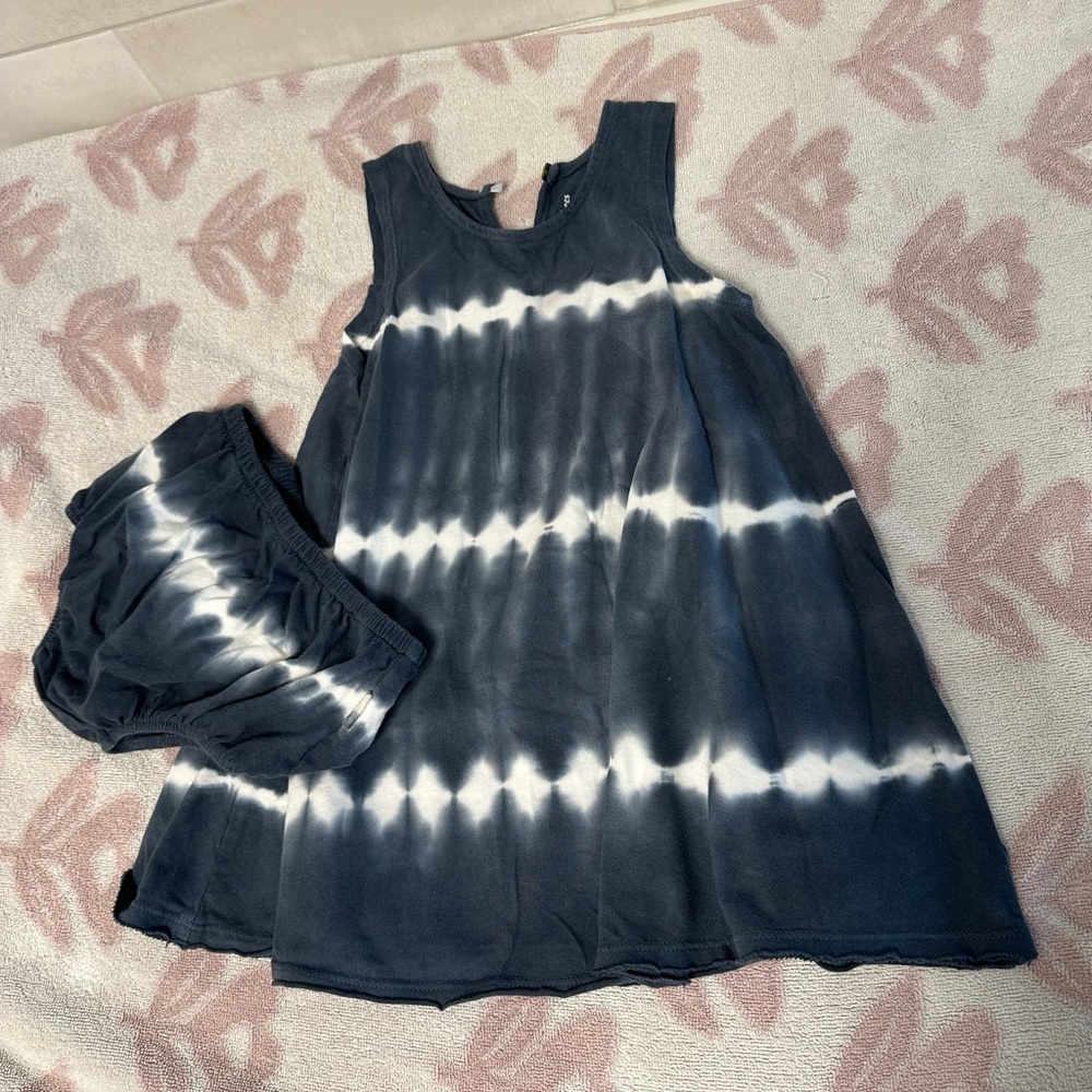 ToddlerTie-Dye Sleeveless Dress with Bloomers